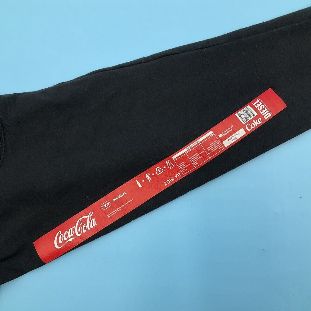 Diesel x Coca Cola Men’s Pullover Black Cotton Blend Ribbed Jumper Sweater Small - Picture 6 of 13